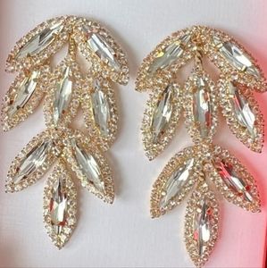 NEW Christian Siriano Gold Tone Marquis Cut Crystal Chandelier Statement Earring